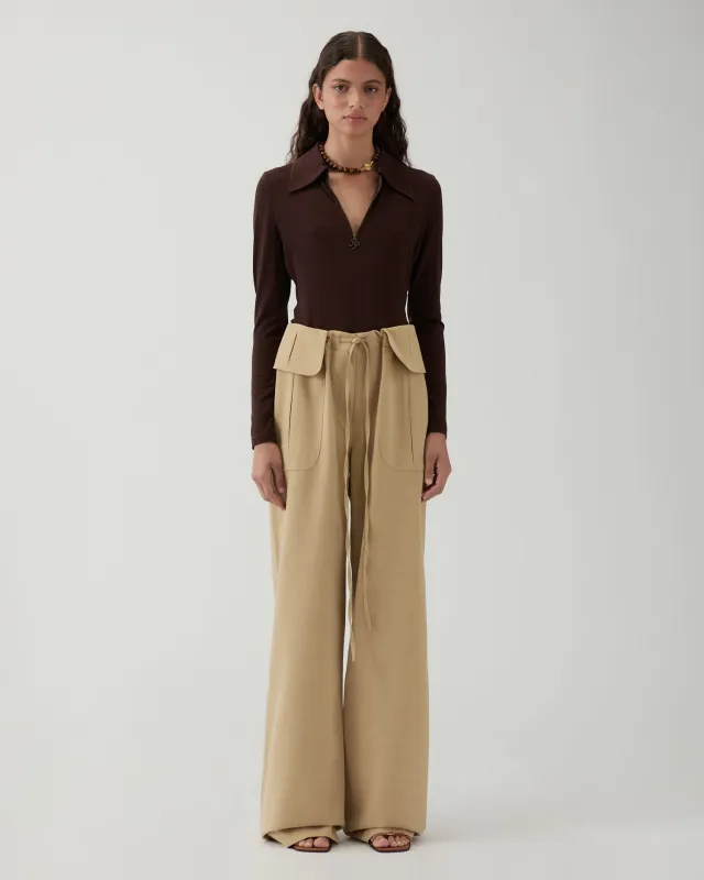 Sonia Trousers Tencel Blend Suiting Beige made by Rejina Pyo