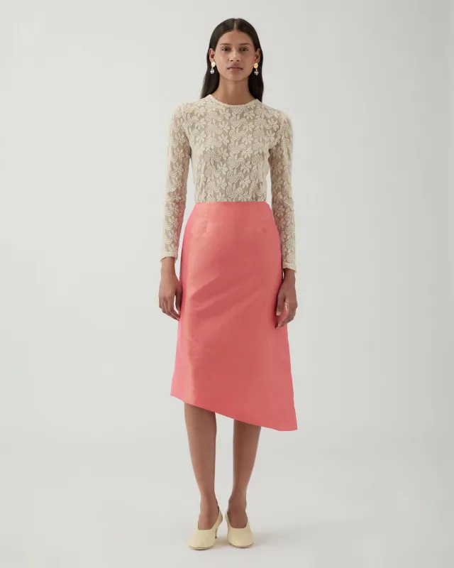 Eva Skirt Silk Taffeta Coral made by Rejina Pyo