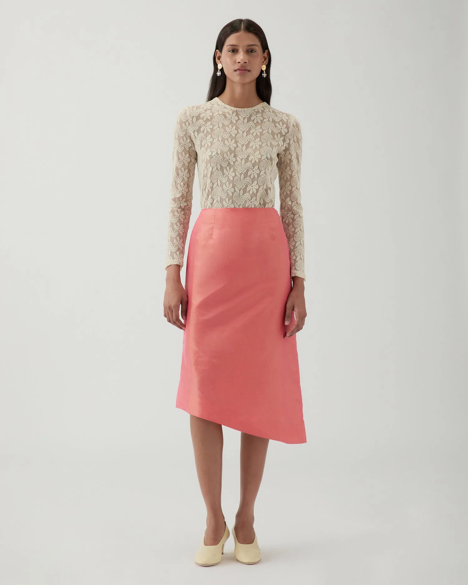 Eva Skirt Silk Taffeta Coral sold by Rejina Pyo