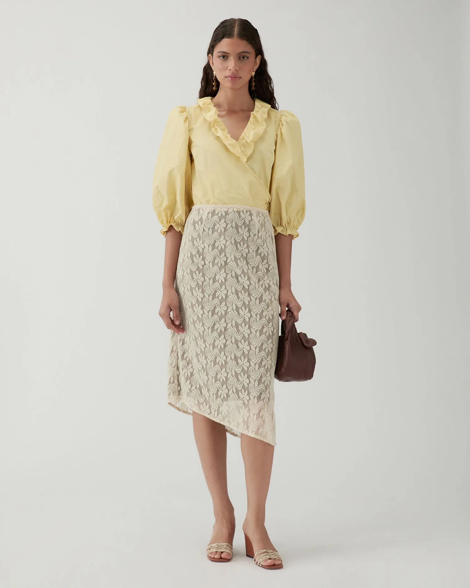 Eva Skirt Floral Lace Cream sold by Rejina Pyo