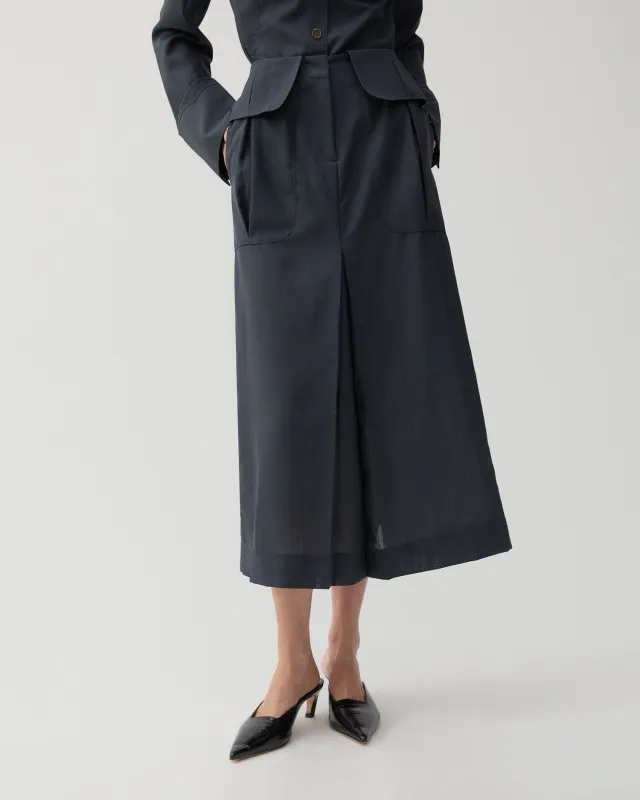 Lila Skirt Wool Blend Suiting Slate made by Rejina Pyo