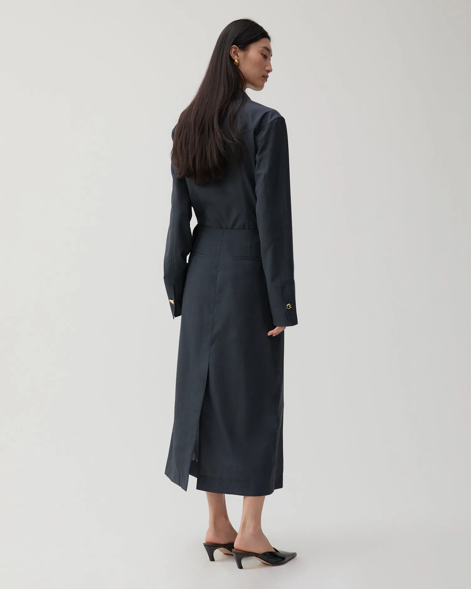 Lila Skirt Wool Blend Suiting Slate sold by Rejina Pyo product image thumbnail 3