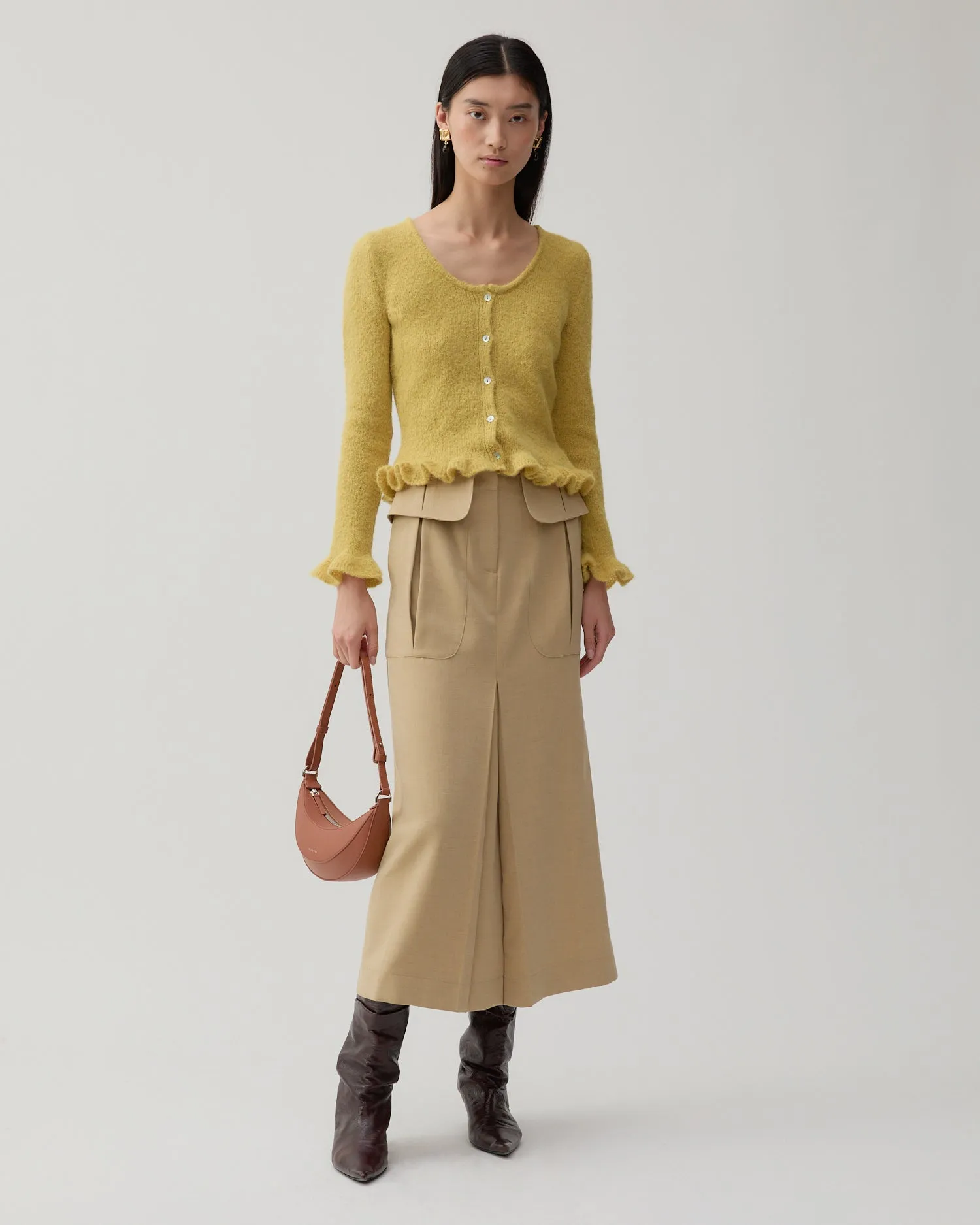 Lila Skirt Tencel Blend Suiting Beige sold by Rejina Pyo