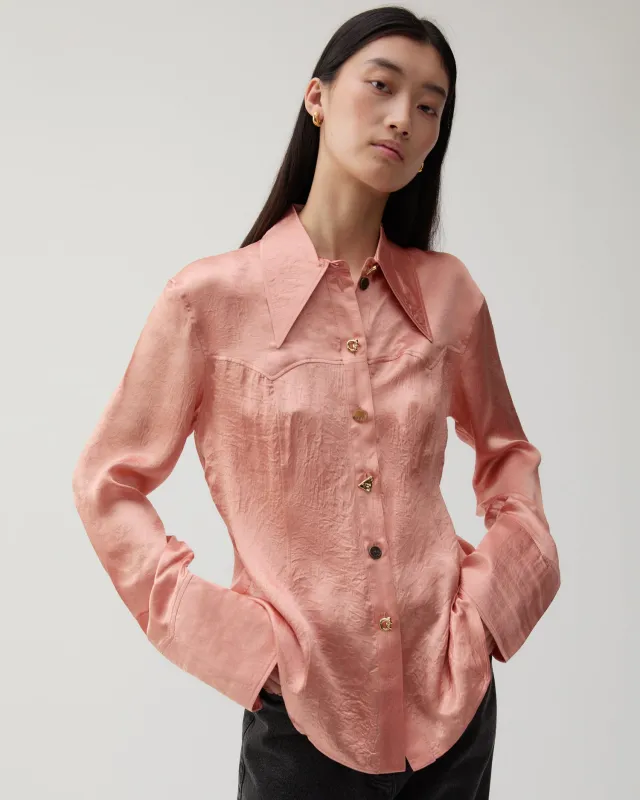 Camille Shirt Acetate Satin Pink made by Rejina Pyo