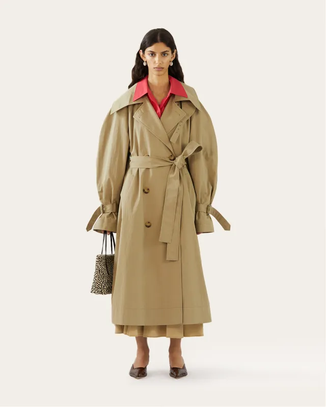 Romy Trenchcoat Cotton Blend Twill Sage made by Rejina Pyo