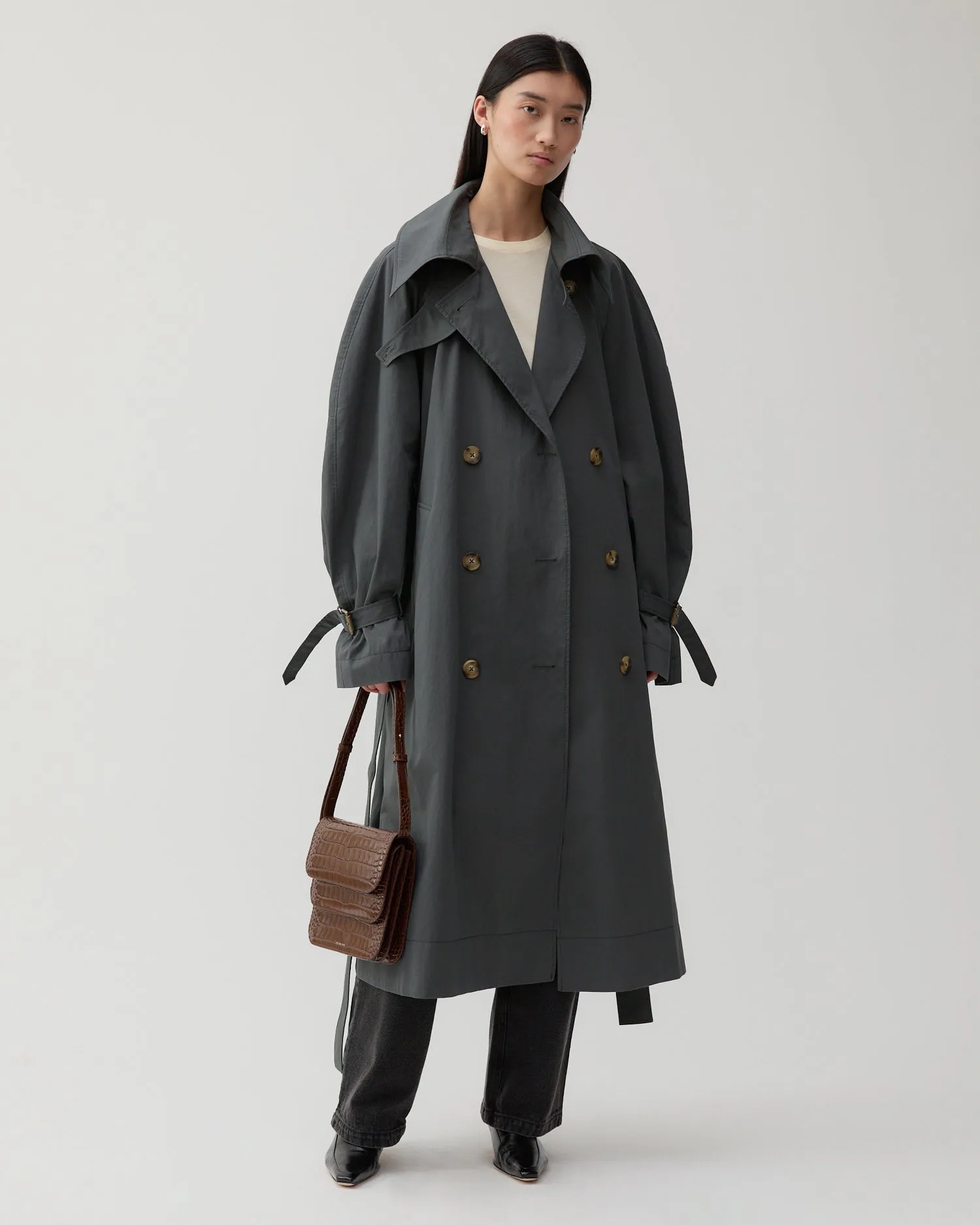 Romy Trenchcoat Cotton Blend Twill Charcoal sold by Rejina Pyo product image thumbnail 2