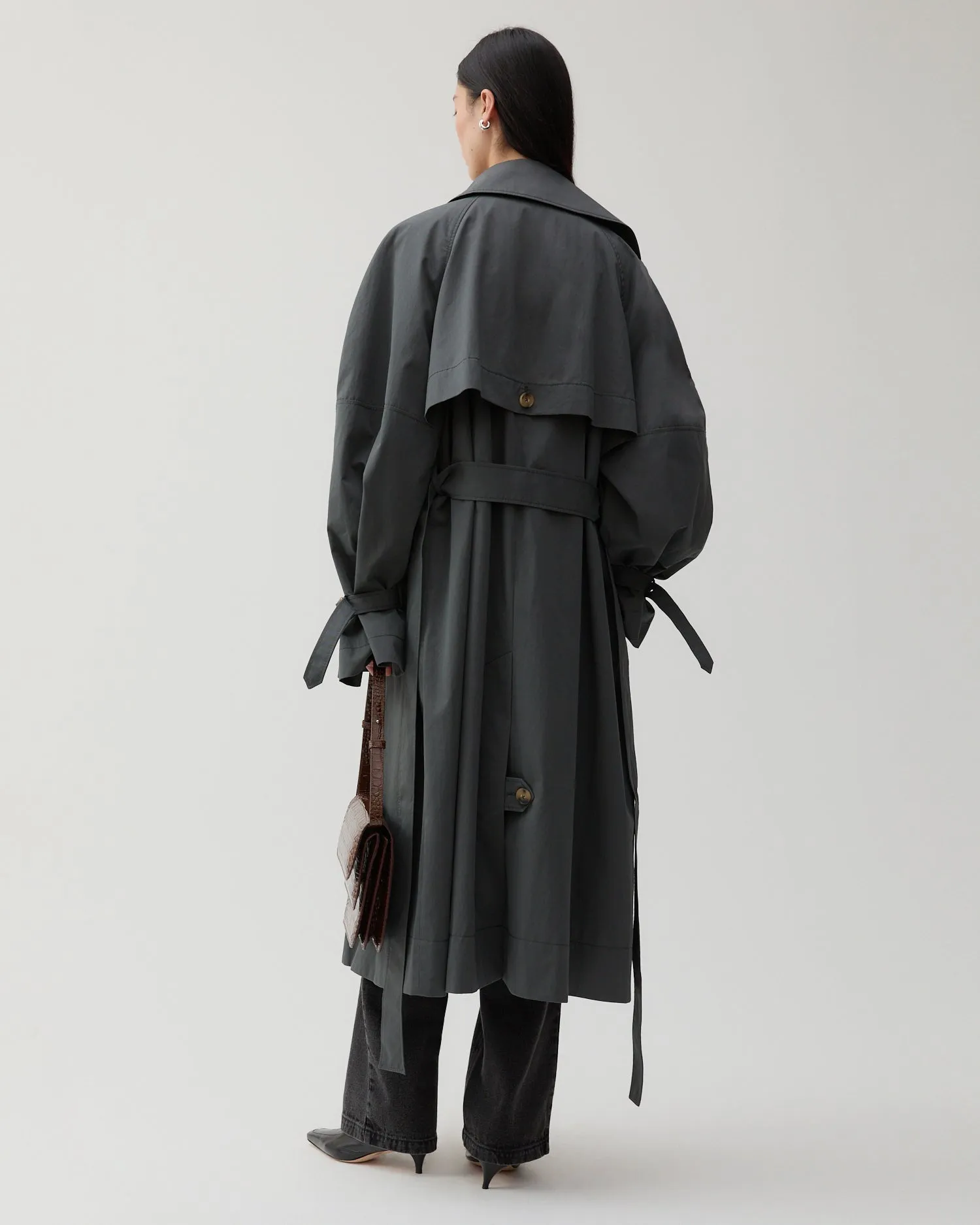 Romy Trenchcoat Cotton Blend Twill Charcoal sold by Rejina Pyo product image thumbnail 3