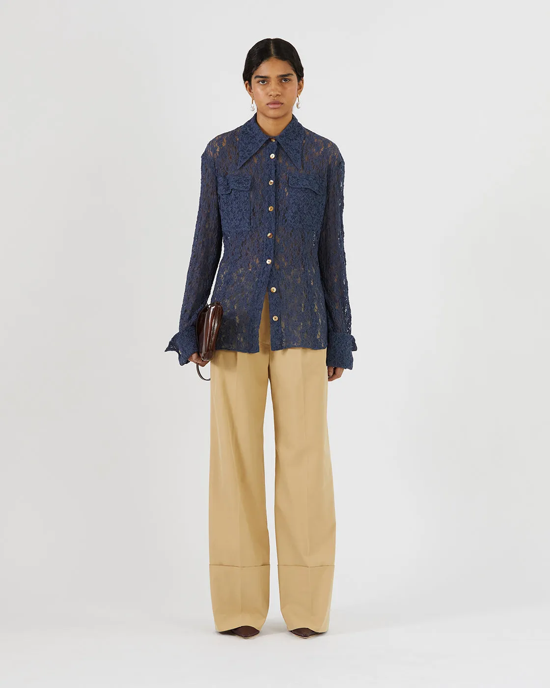 Camille Shirt Cotton Blend Lace Navy sold by Rejina Pyo product image thumbnail 3