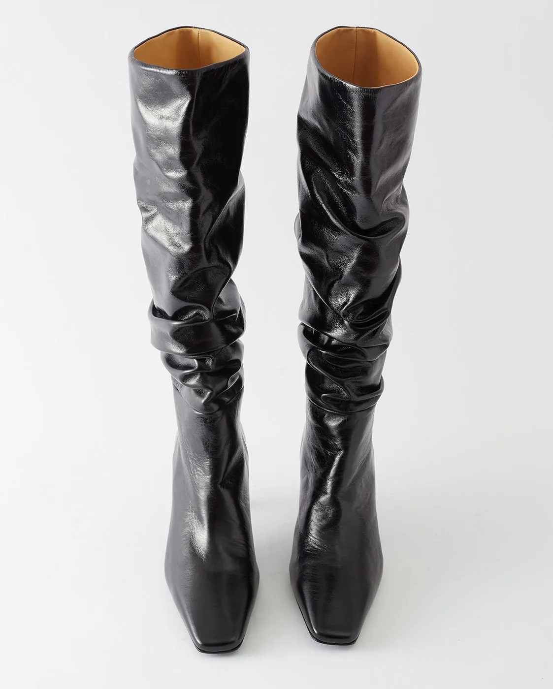 Slouchy Knee High Boot Leather Crinkle Shiny Black sold by Rejina Pyo product image thumbnail 5