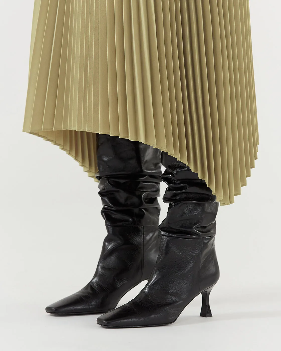 Slouchy Knee High Boot Leather Crinkle Shiny Black sold by Rejina Pyo product image thumbnail 4