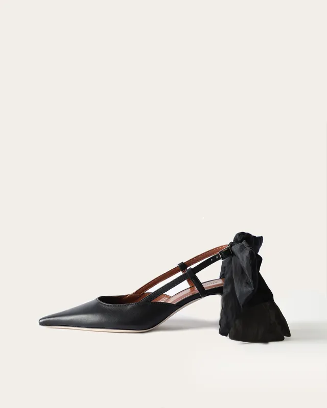 Lou Kitten Heels Leather Black sold by Rejina Pyo