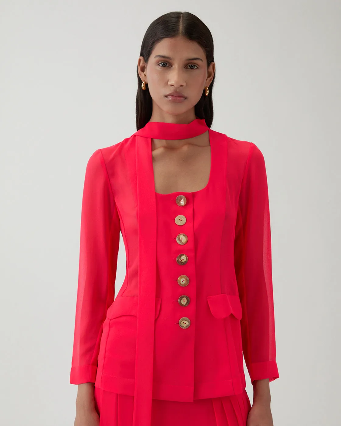 Kekoa Top Chiffon Hot Pink sold by Rejina Pyo