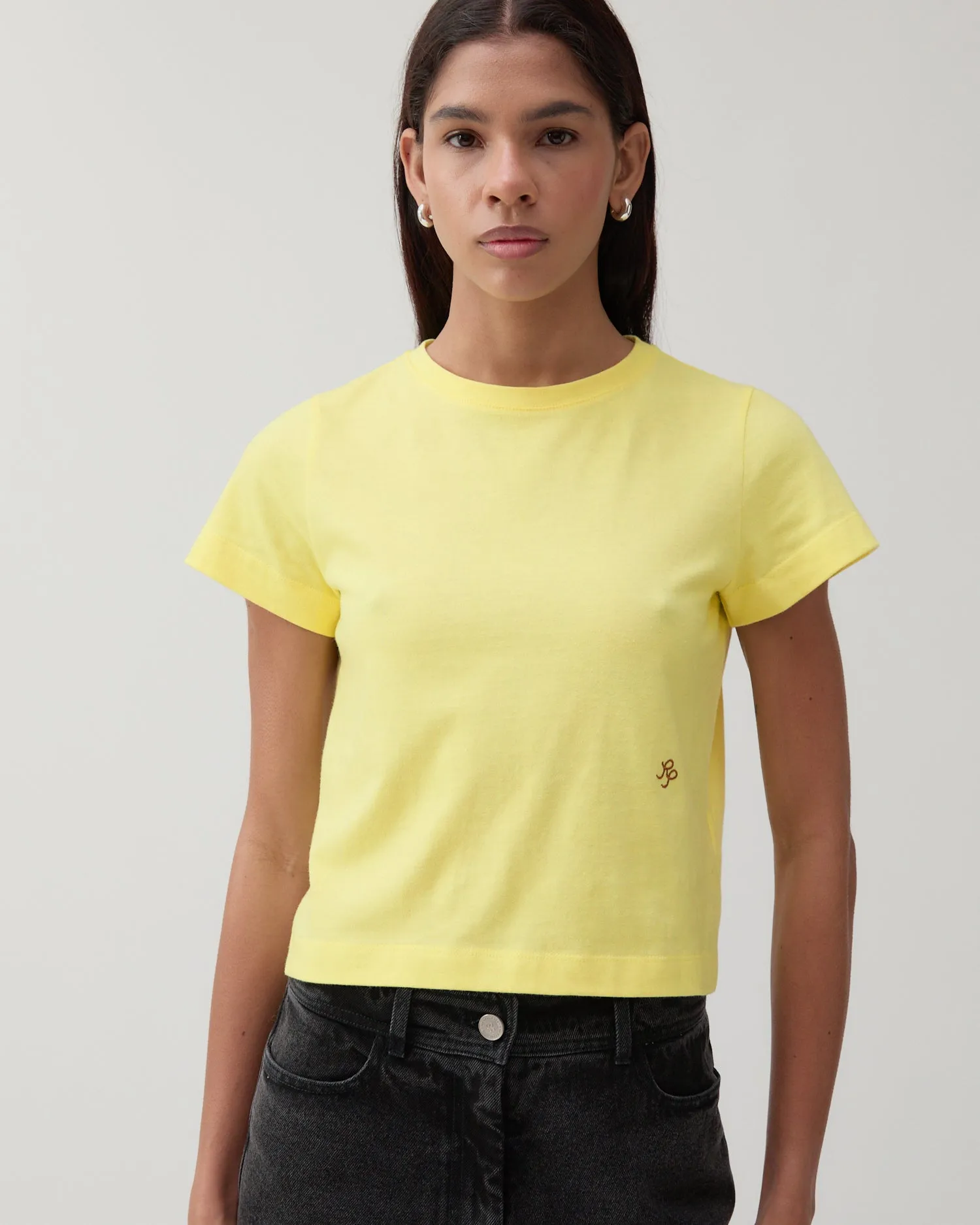 Adina T-Shirt Organic Cotton Jersey Yellow sold by Rejina Pyo