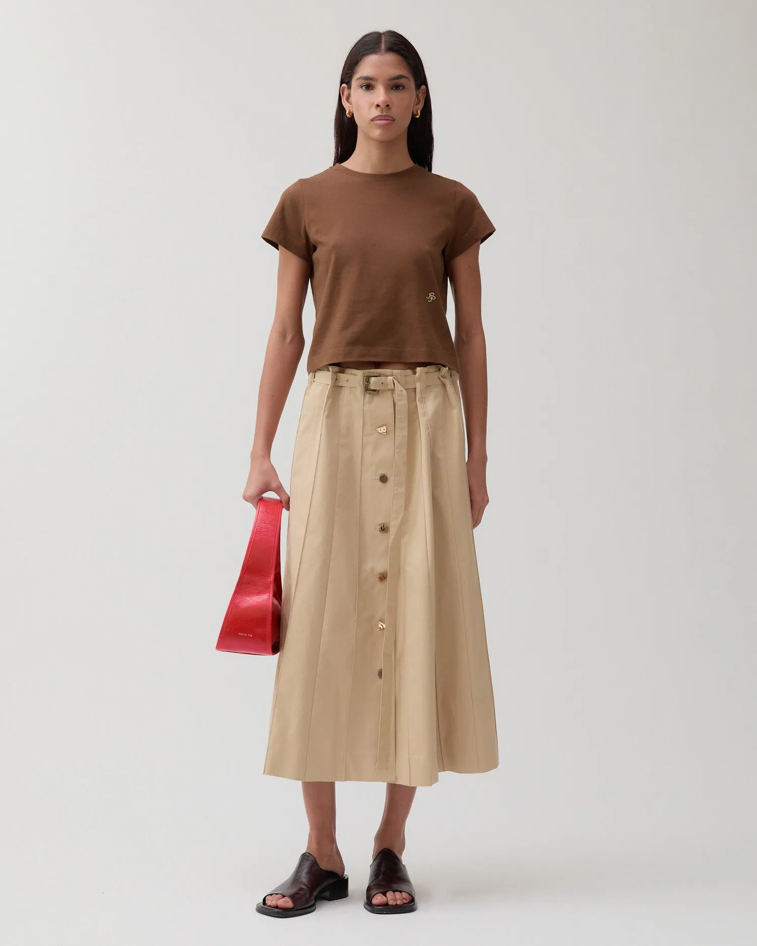 Adina T-Shirt Organic Cotton Jersey Brown sold by Rejina Pyo