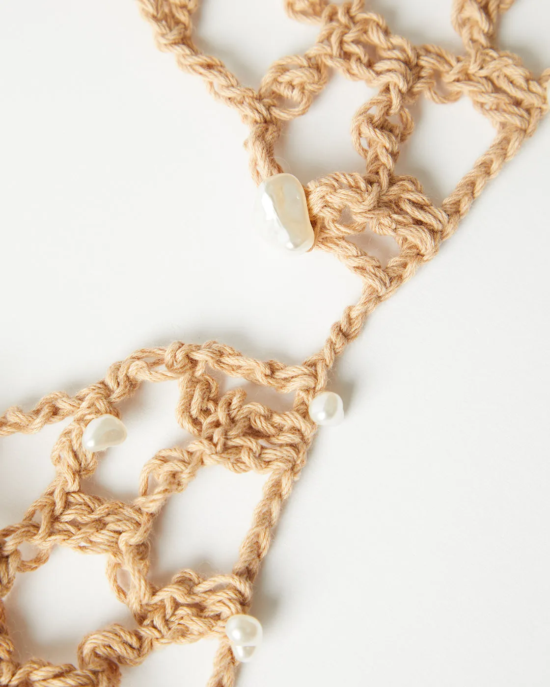 Crochet Bra Organic Cotton Tan with Faux Pearls sold by Rejina Pyo product image thumbnail 3
