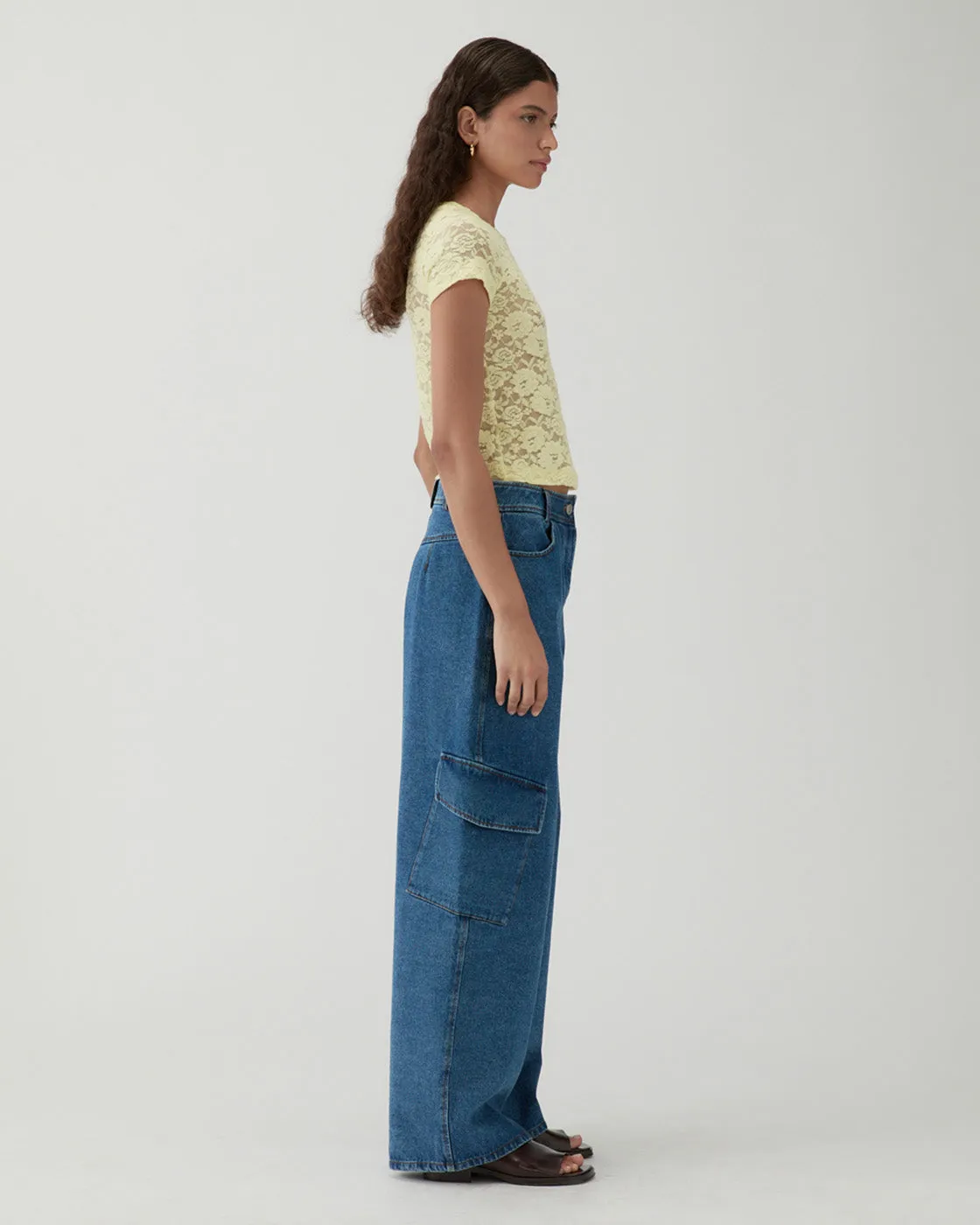 Adina T-Shirt Cotton Blend Floral Lace Yellow sold by Rejina Pyo product image thumbnail 3