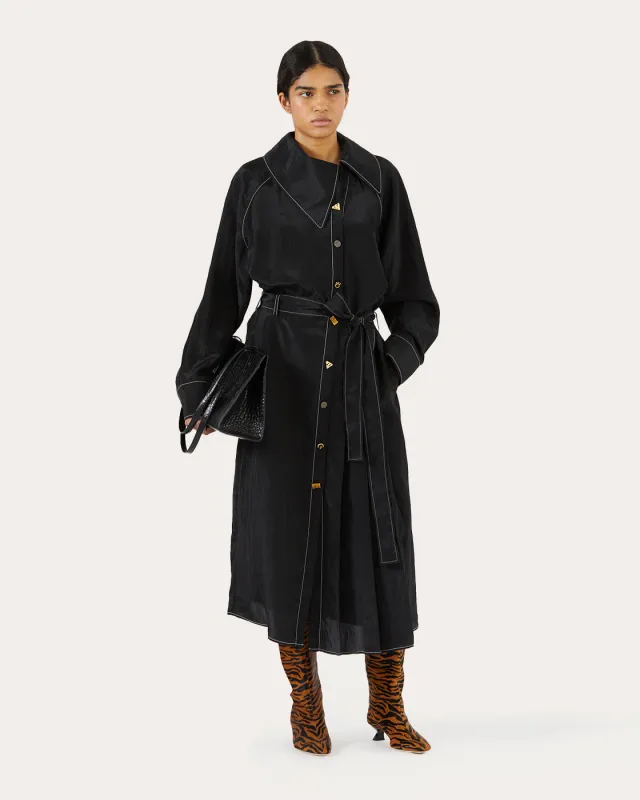 Thalia Dress Viscose Blend Crinkle Black made by Rejina Pyo