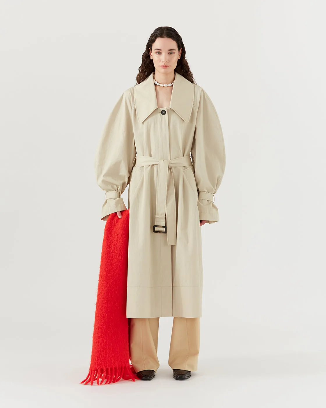 Oona Trenchcoat Cotton Twill Sand sold by Rejina Pyo product image thumbnail 3