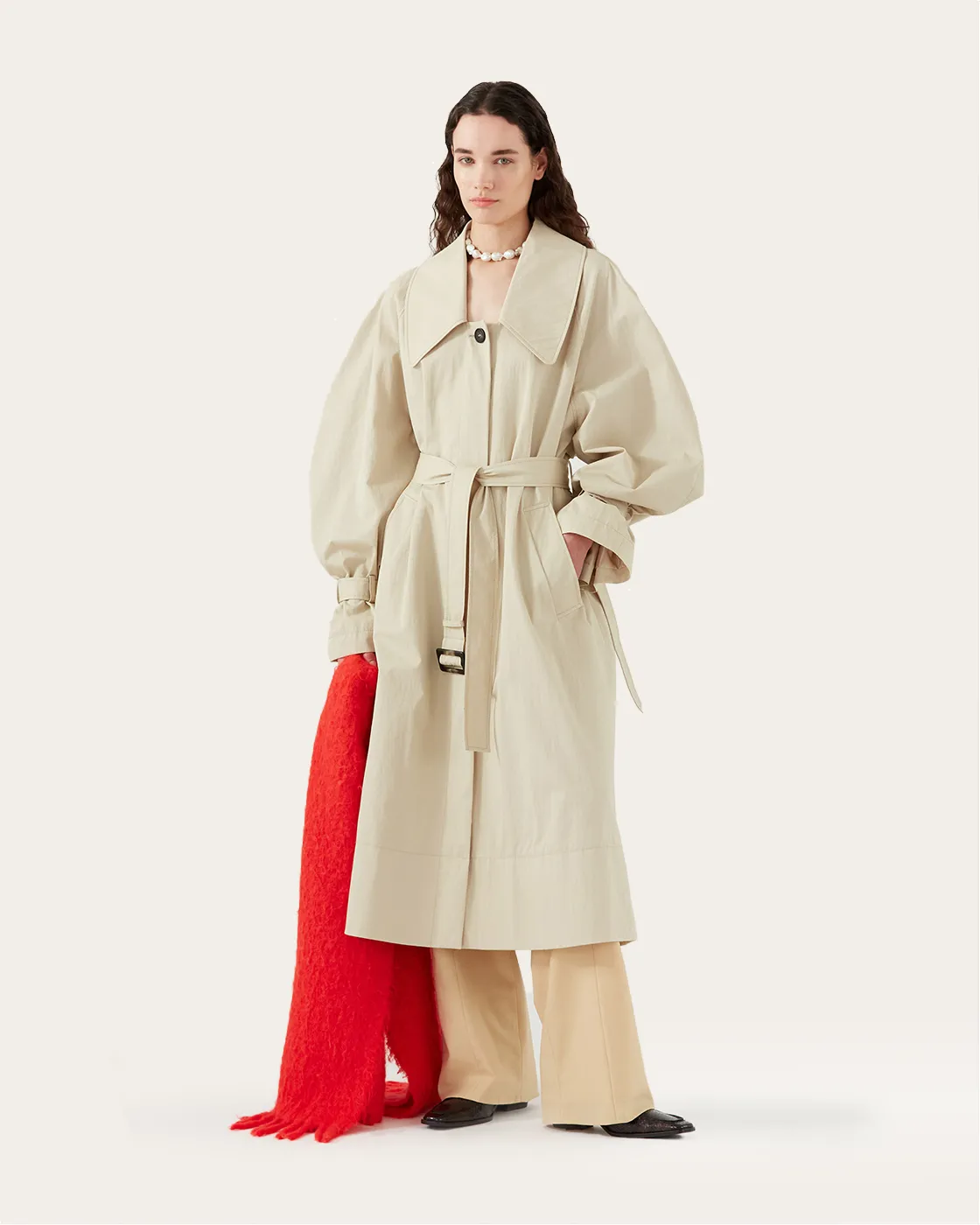 Oona Trenchcoat Cotton Twill Sand sold by Rejina Pyo