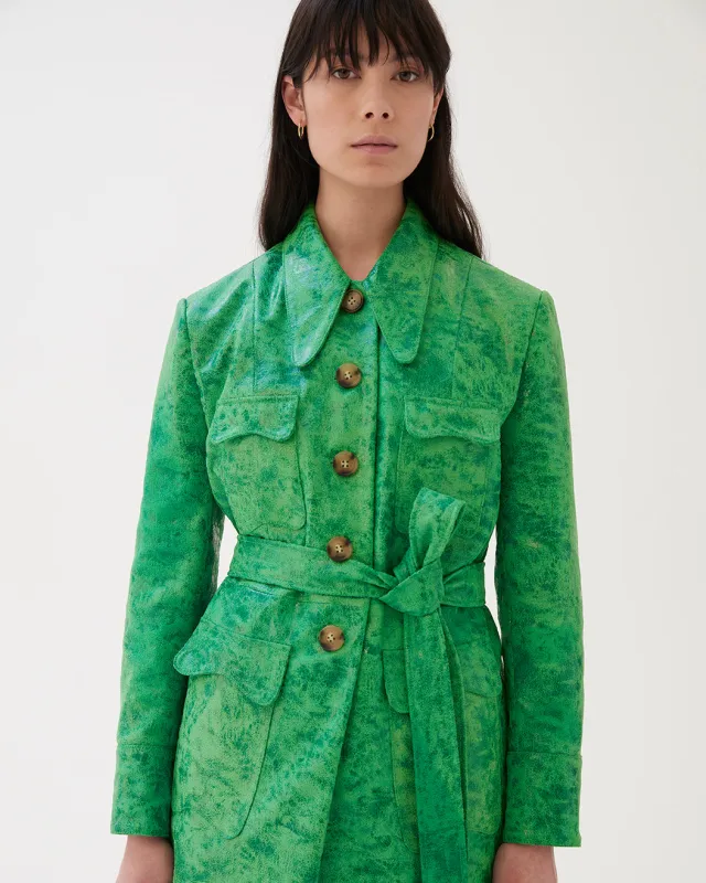 Felix Jacket Faux Leather Green made by Rejina Pyo
