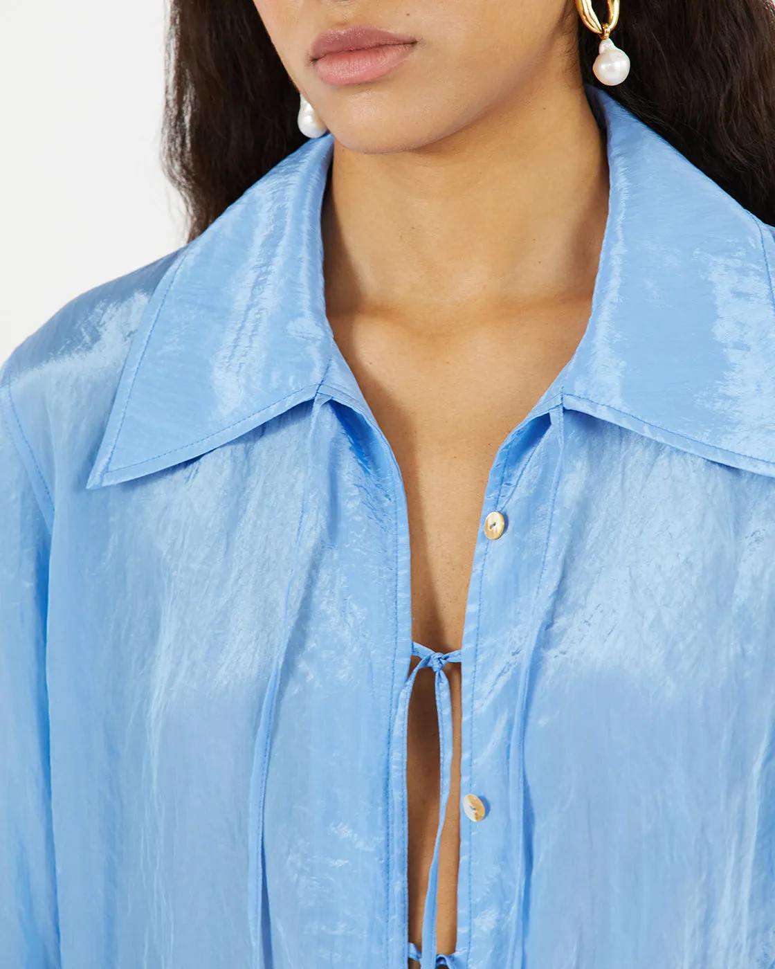 Saskia Shirt Viscose Blend Crinkle Blue sold by Rejina Pyo product image thumbnail 4