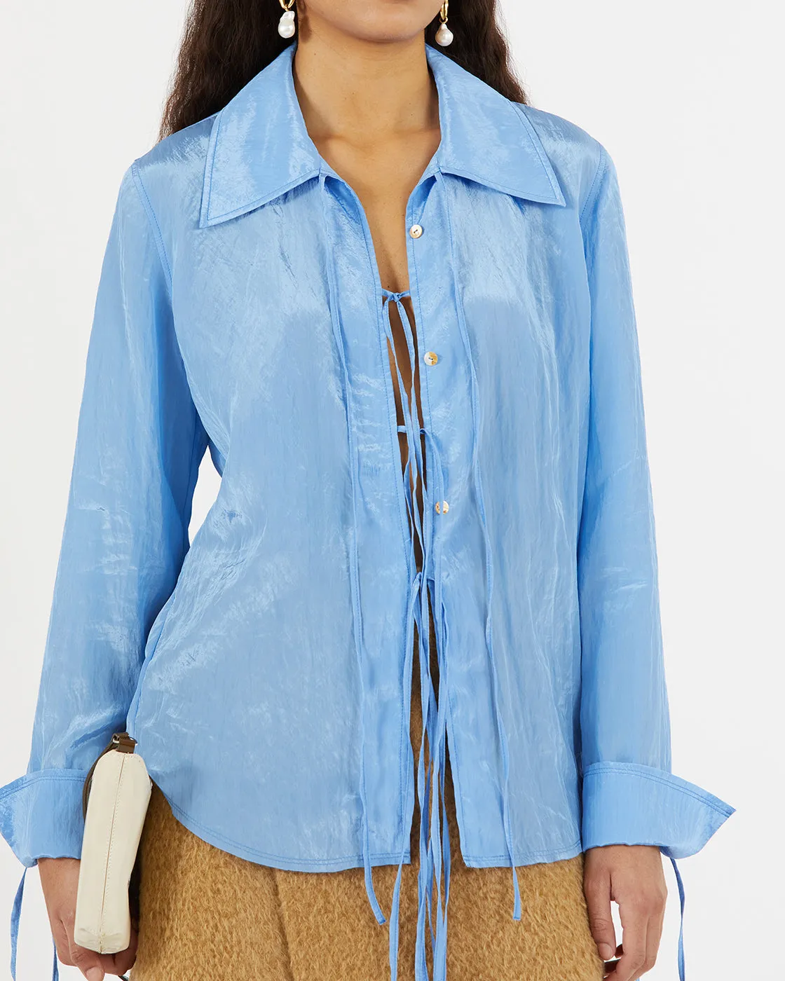 Saskia Shirt Viscose Blend Crinkle Blue sold by Rejina Pyo product image thumbnail 2