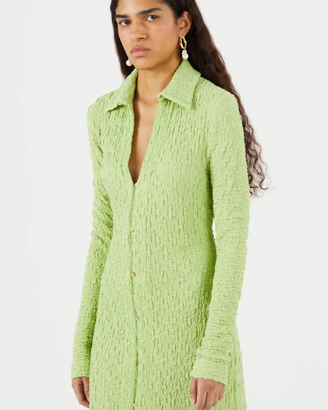 Sana Dress Cotton Blend Seersucker Acid Green made by Rejina Pyo