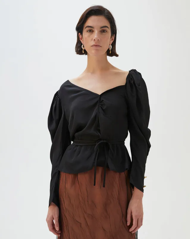 Fiona Blouse Viscose Black made by Rejina Pyo
