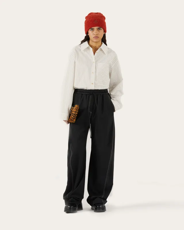 Una Trousers Wool Blend Suiting Black made by Rejina Pyo