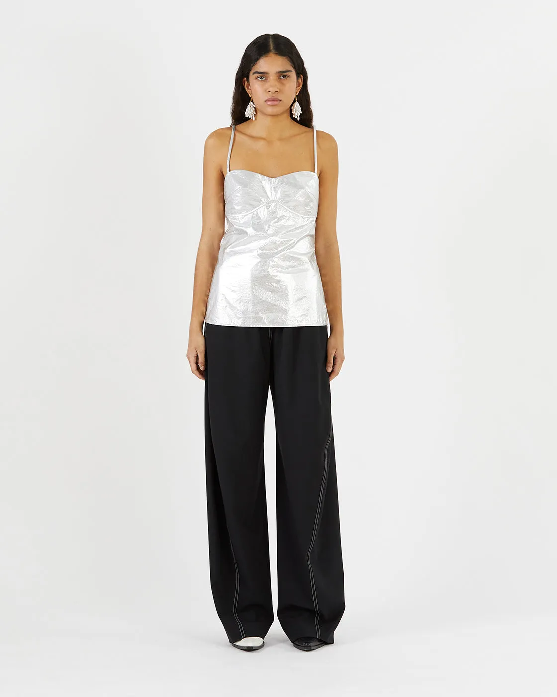 Lou Blouse Lamé Metallic Silver sold by Rejina Pyo product image thumbnail 4