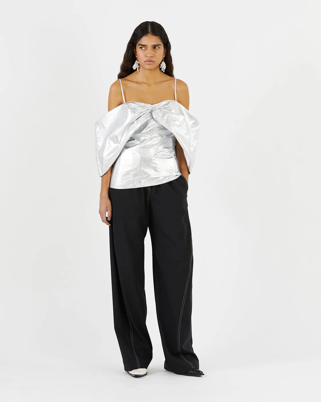 Lou Blouse Lamé Metallic Silver sold by Rejina Pyo product image thumbnail 2