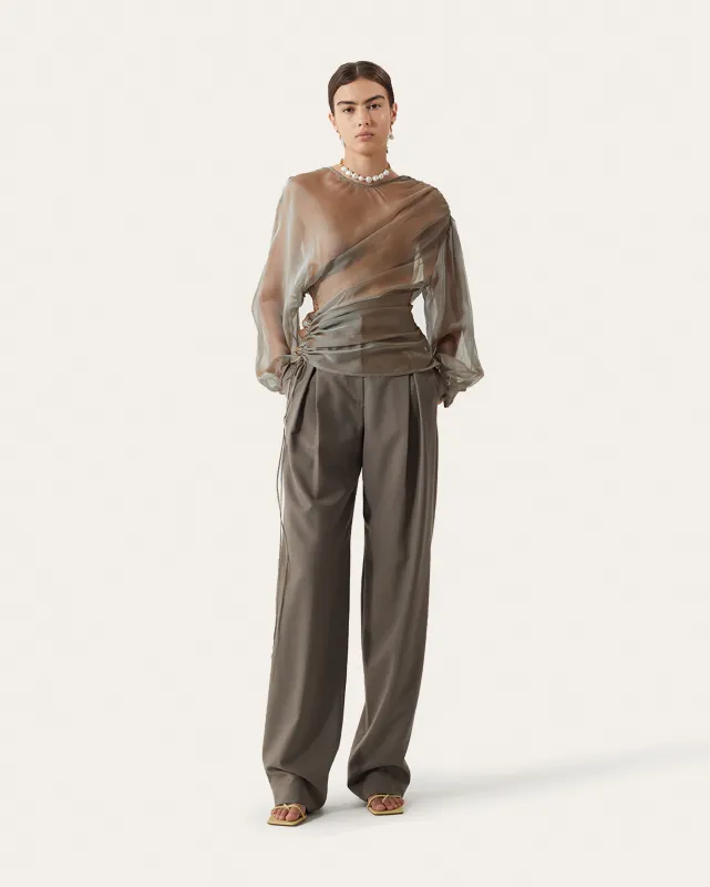 Ebba Top Silk Chiffon Grey made by Rejina Pyo