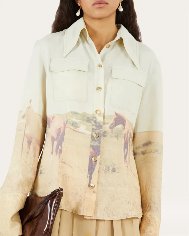 Camille Shirt Tencel Print Horse made by Rejina Pyo