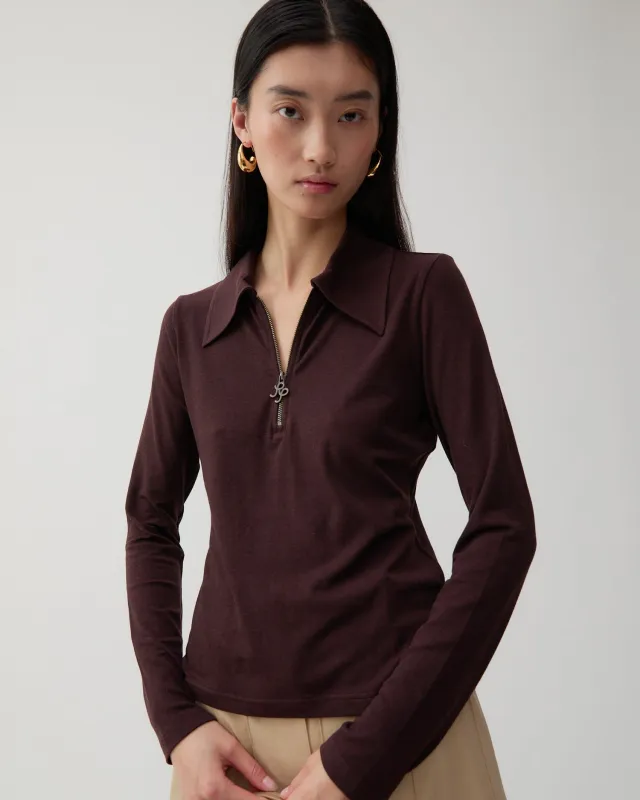 Jasmine Top Tencel Cotton Blend Jersey Brown made by Rejina Pyo