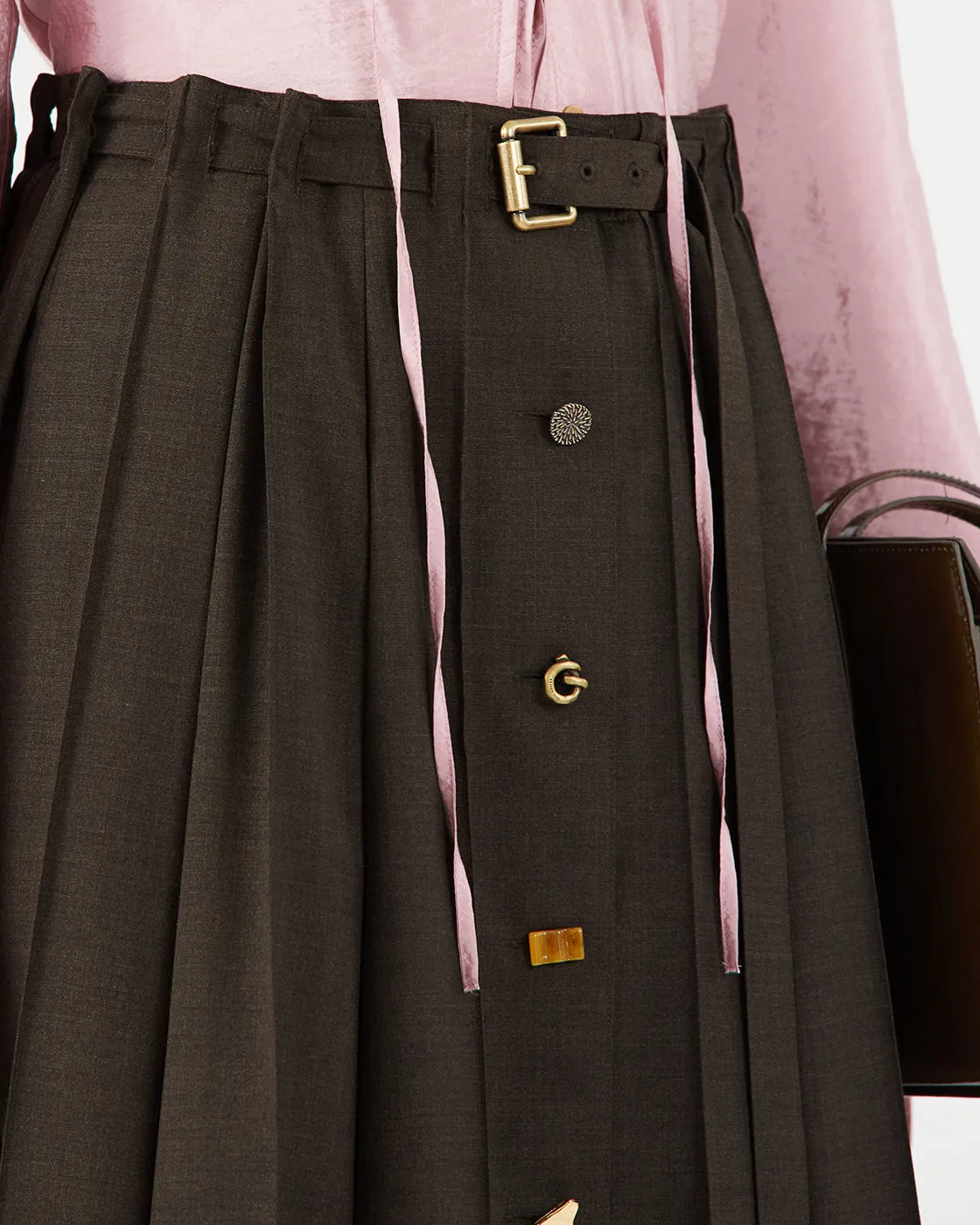 Noor Skirt Wool Blend Suiting Coffee sold by Rejina Pyo product image thumbnail 4