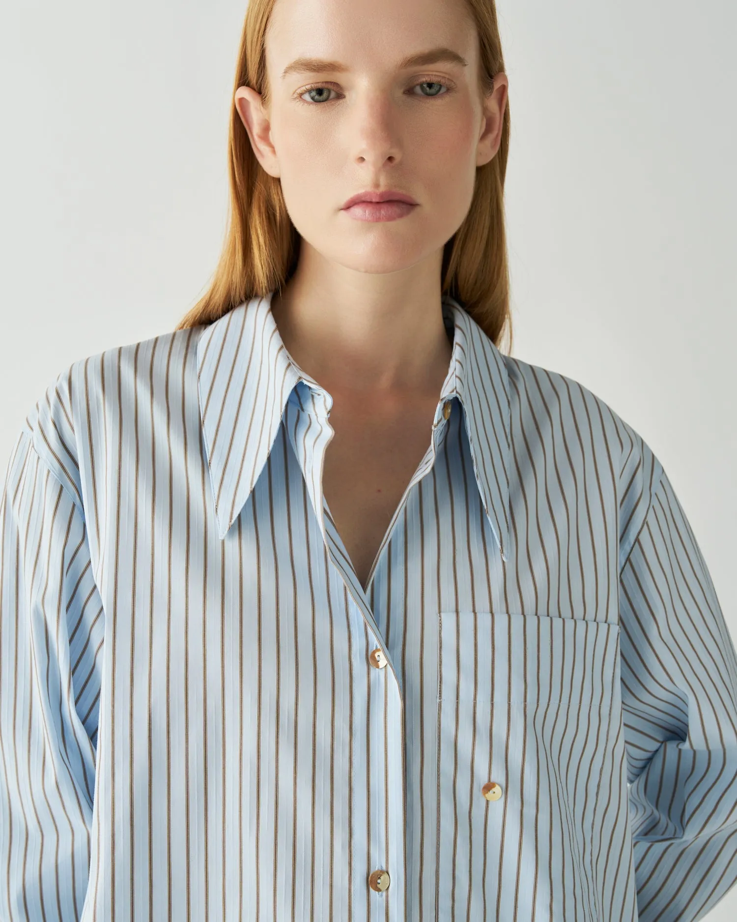 Ellis Shirt Cotton Stripe Jacquard Sky sold by Rejina Pyo product image thumbnail 3