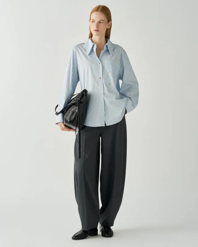 Ellis Shirt Cotton Stripe Jacquard Sky made by Rejina Pyo