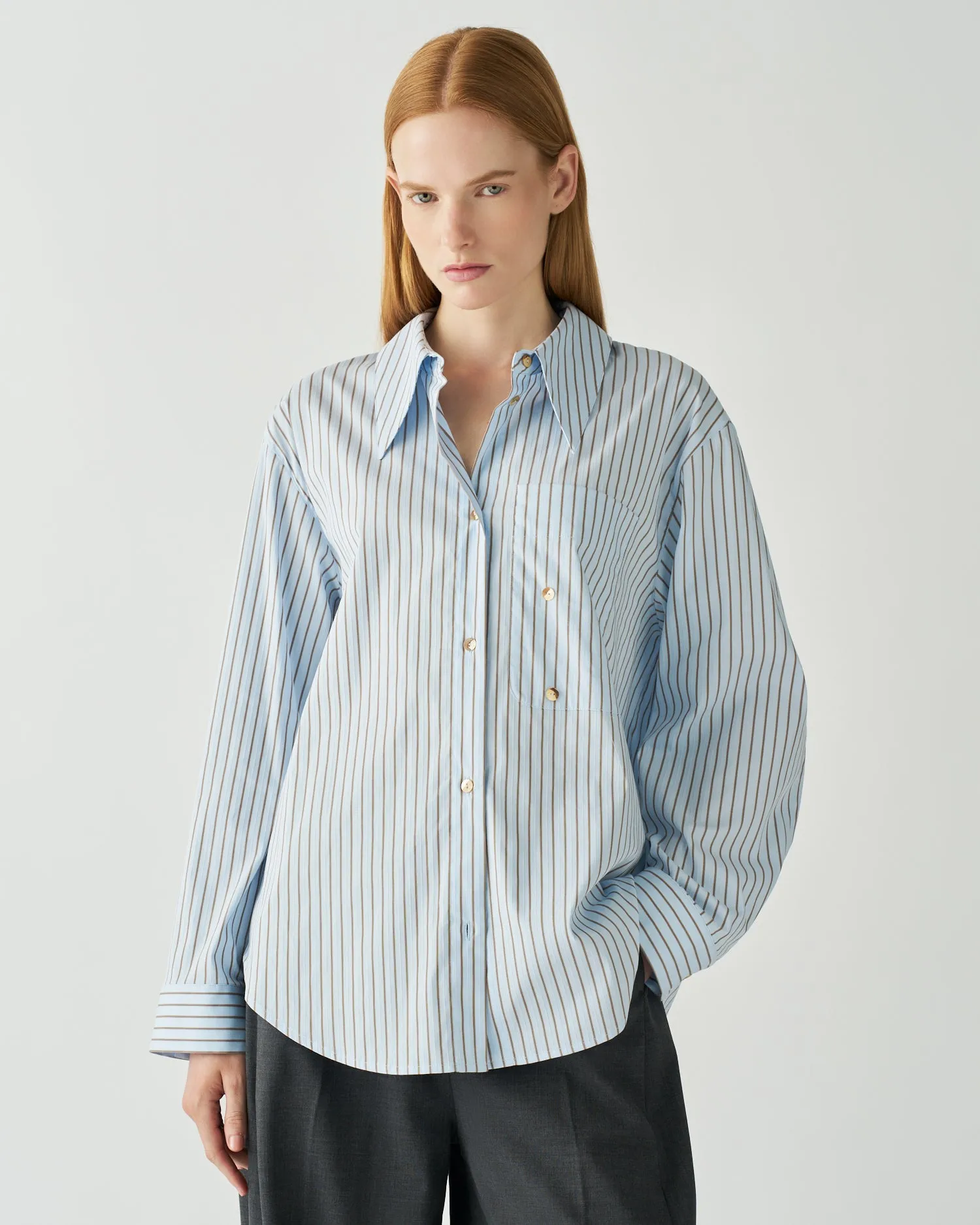 Ellis Shirt Cotton Stripe Jacquard Sky sold by Rejina Pyo product image thumbnail 2