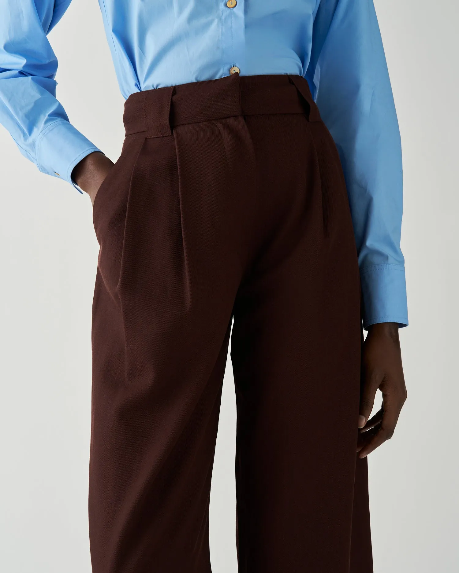 Freya Trousers Wool Blend Twill Burgundy sold by Rejina Pyo product image thumbnail 5
