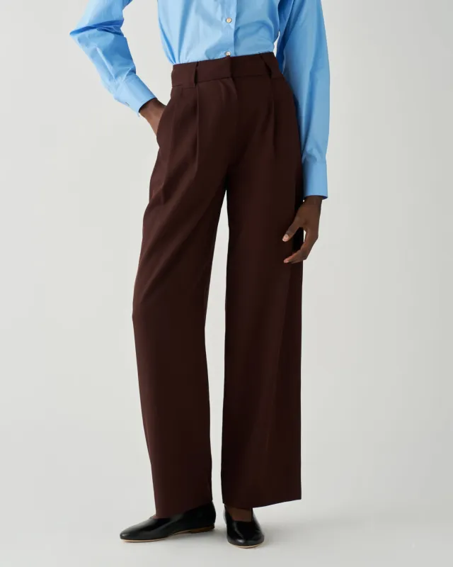 Freya Trousers Wool Blend Twill Burgundy made by Rejina Pyo