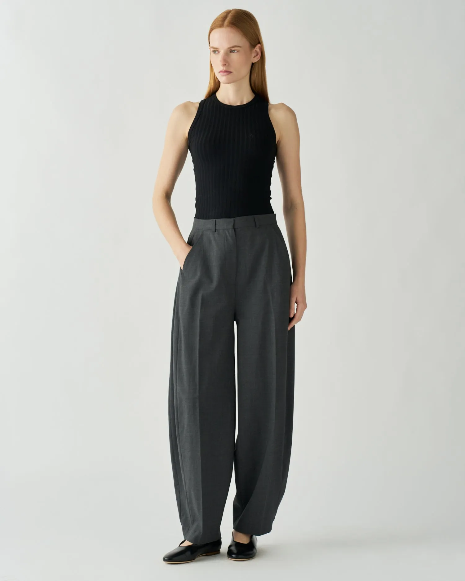 Sidney Trousers Wool Suiting Charcoal sold by Rejina Pyo