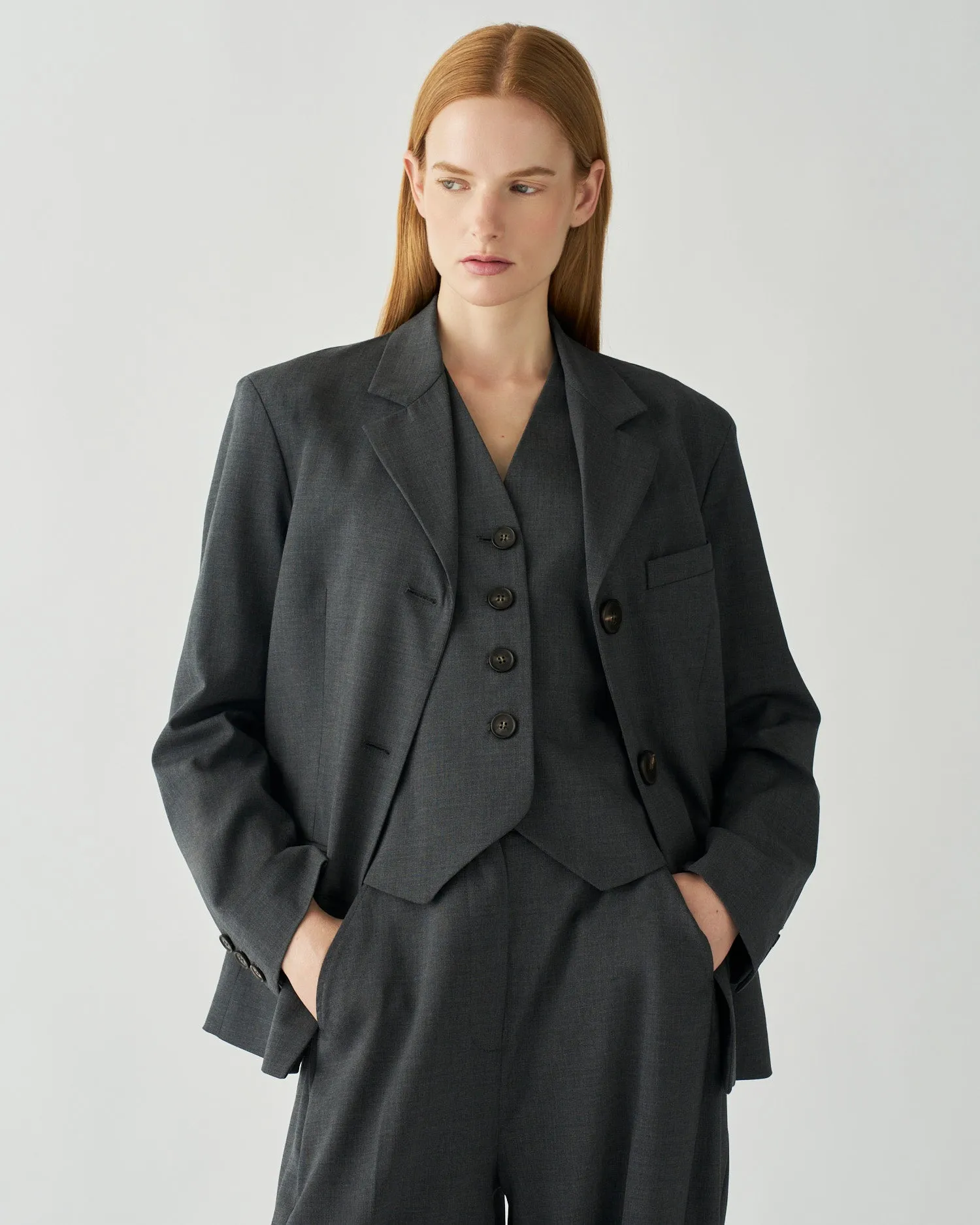 Delphi Blazer Wool Suiting Charcoal sold by Rejina Pyo product image thumbnail 4