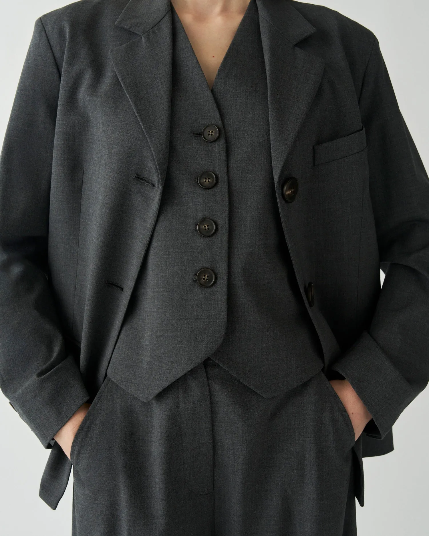 Delphi Blazer Wool Suiting Charcoal sold by Rejina Pyo product image thumbnail 5