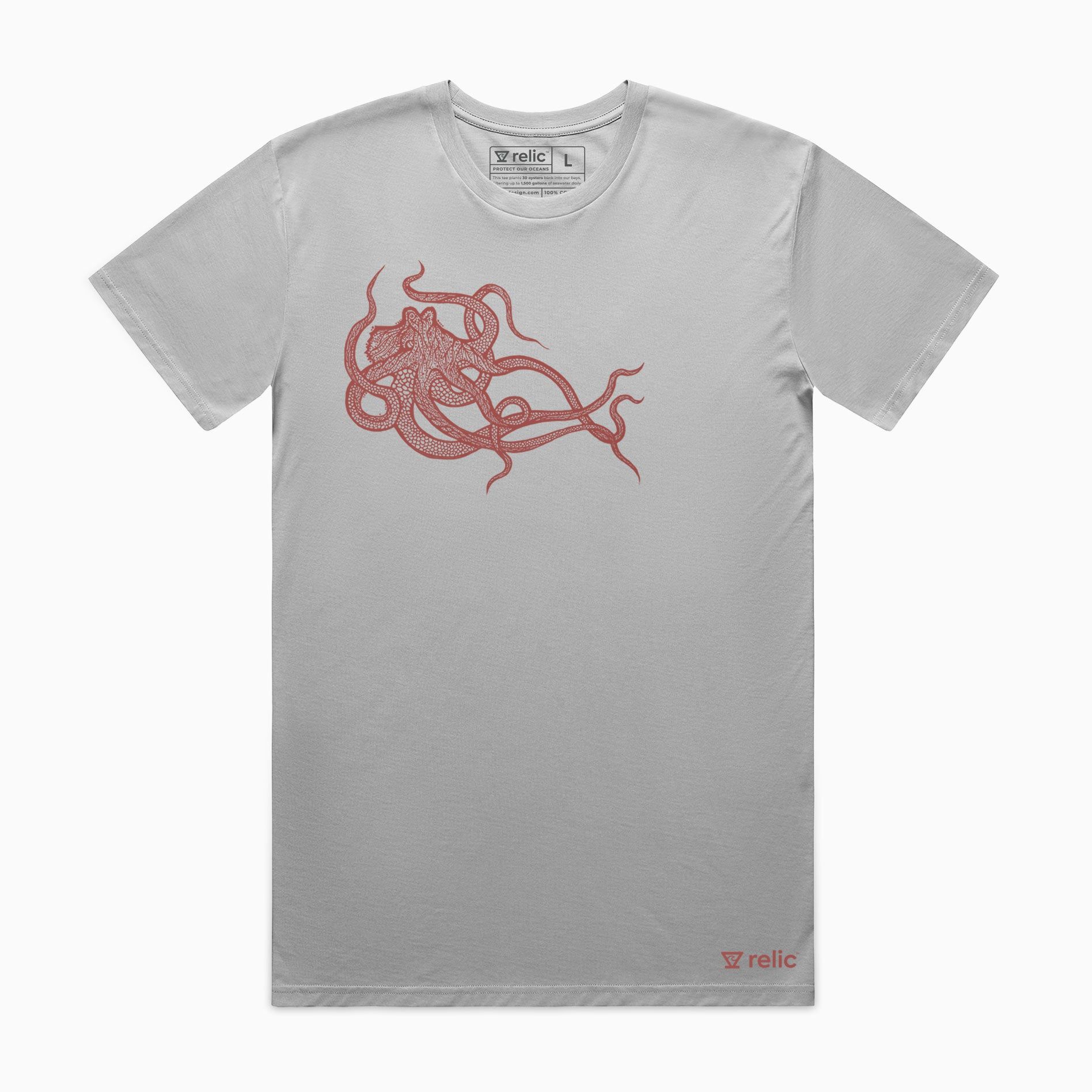 Octopus Tee - Grey sold by Relic