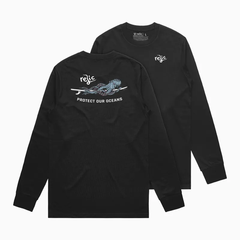 Surf Octo Long Sleeve - Black sold by Relic