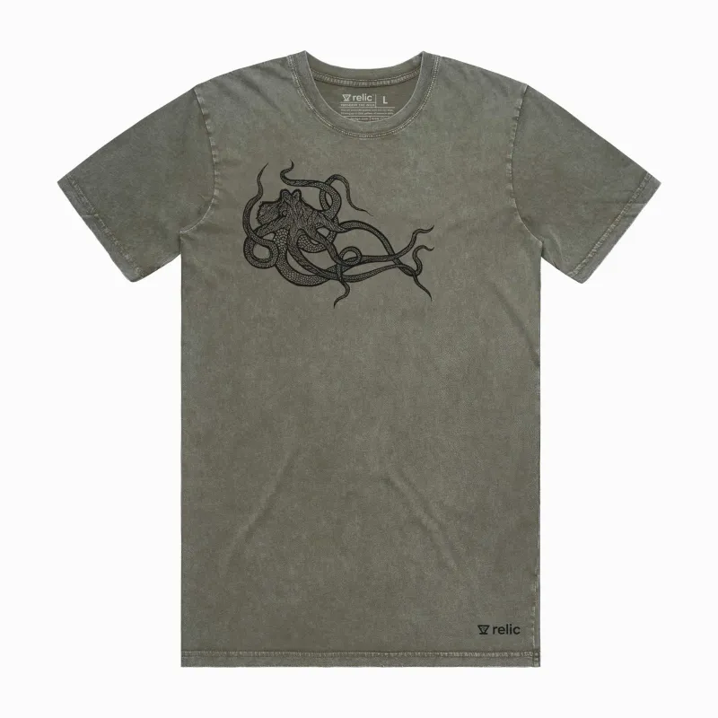 Octopus Tee - Green Mineral Wash sold by Relic