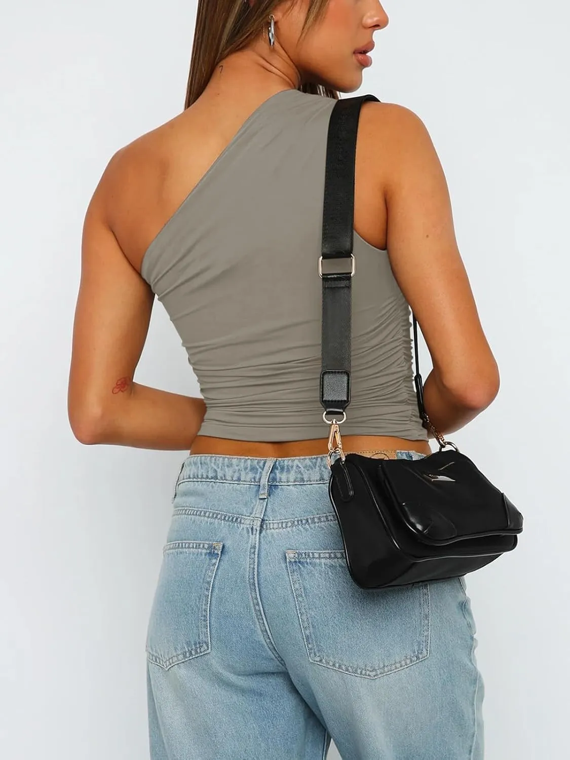 REORIA Women's Summer Sexy One Shoulder Sleeveless Tank Top Trendy Y2k Going Out Crop Tops sold by ReoRia product image thumbnail 4