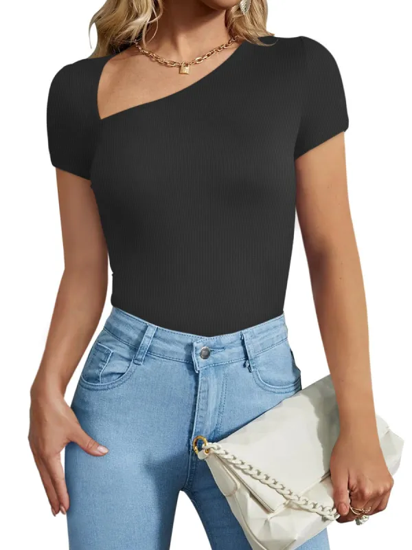 Mystic Breeze Asymmetrical Bodysuit Tops sold by ReoRia