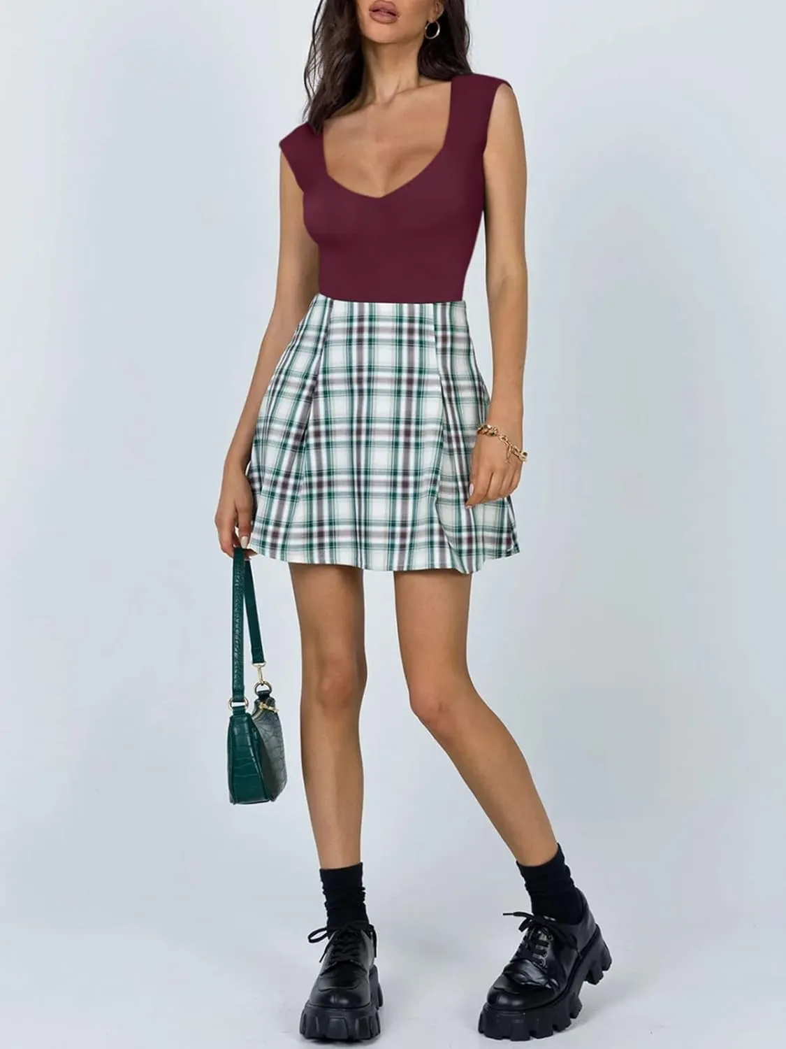 Casual V Neck Slimming Tank Top Bodysuits sold by ReoRia product image thumbnail 5