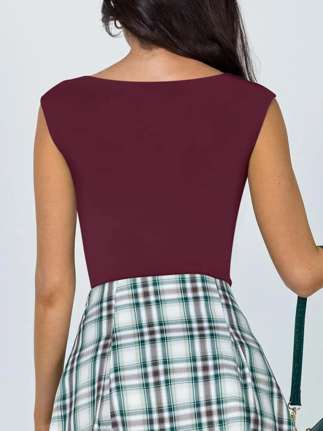 Casual V Neck Slimming Tank Top Bodysuits sold by ReoRia product image thumbnail 4